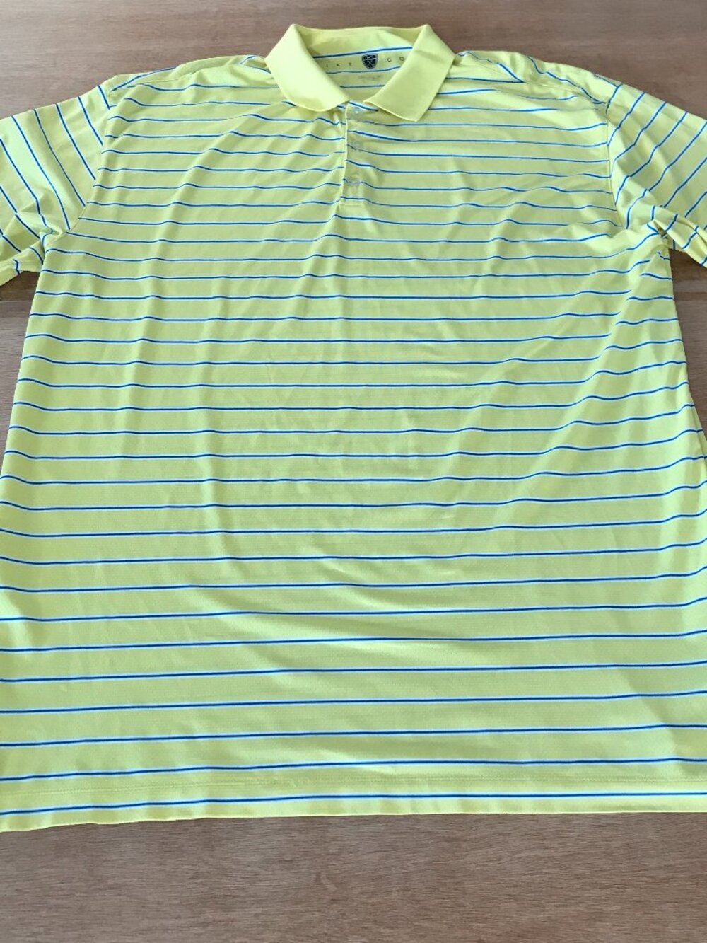 Nike Performance Polo Shirt Men XXL Yellow Blue Striped Short Sleeve Athleisure